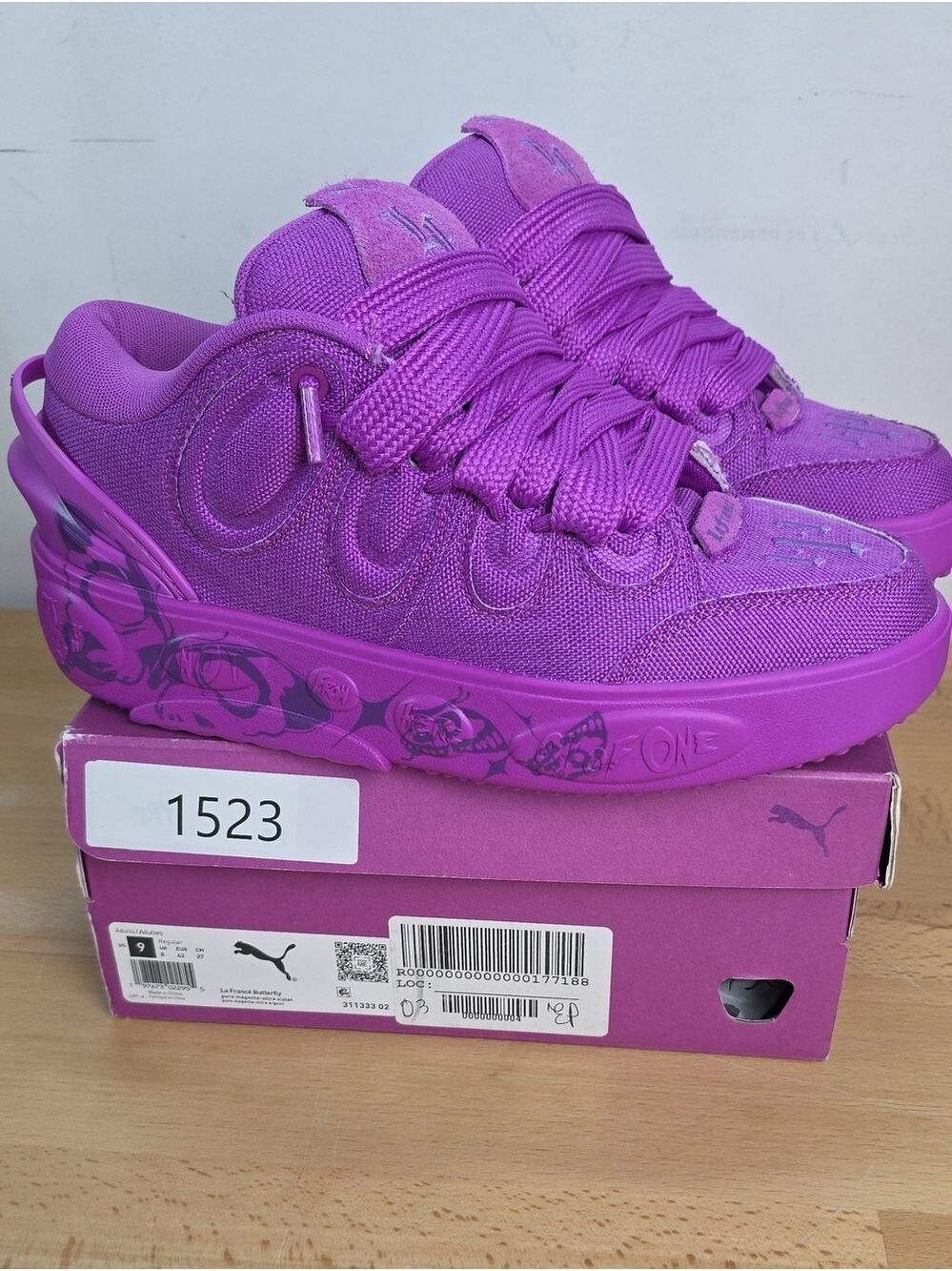 La France Puma Purple Platform Sneakers US 9 Butterfly